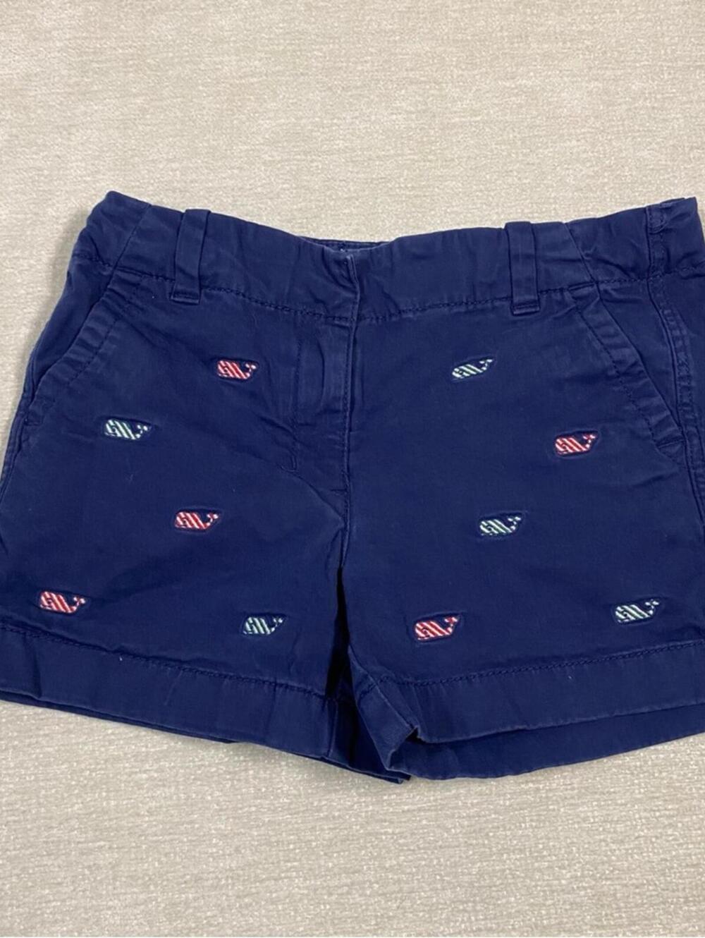 Vineyard Vines Navy Blue Kids Shorts with Whale Embroidery
